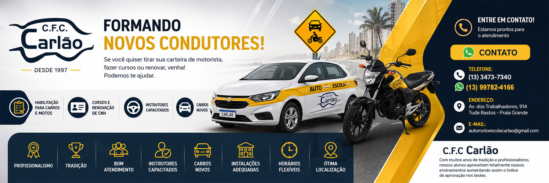 Auto Moto Escola Carlão - Formando novos condutores em Praia Grande